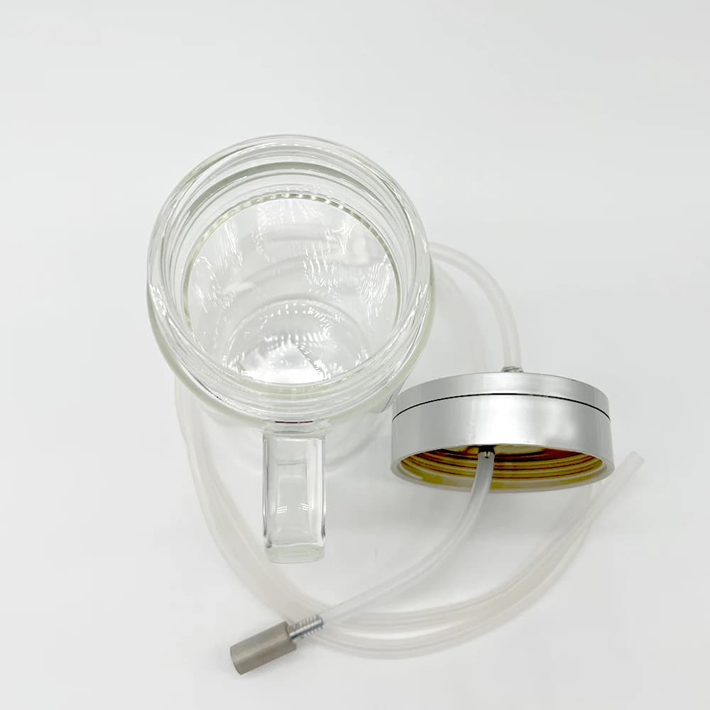 Bouteille en verre pour barboteur d'eau et d'huile à l'ozone avec pierre à barboteur en acier inoxydable