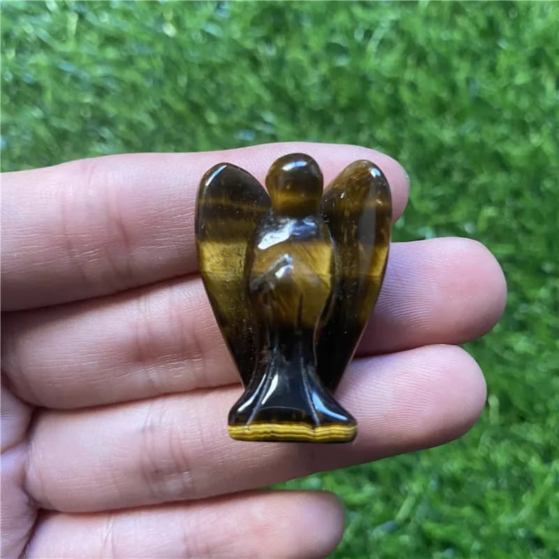 Figurine d'ange gardien de 1.5 pouces, cristal de guérison naturel, gemme, décoration en pierre pour la maison, cadeau artisanal d'étude, bibelot, ornement de salle