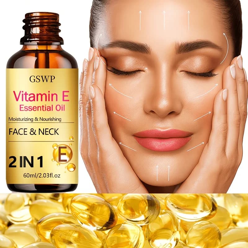 Huile essentielle de vitamine E GSWP : Hydratation intense et soulagement de la sécheresse ; Convient pour le cou. 60ml/120ml