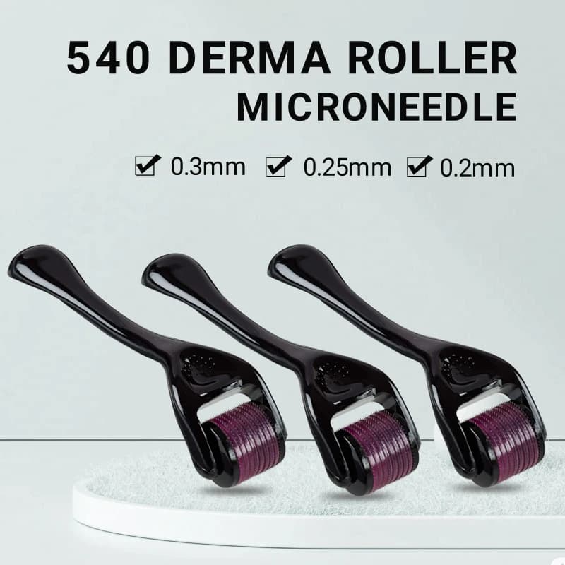 Micro aiguillage 540 rouleau Derma rouleau professionnel titane Dermaroller 0.2/0.25/0.3mm repousse des cheveux traitement de la croissance de la barbe