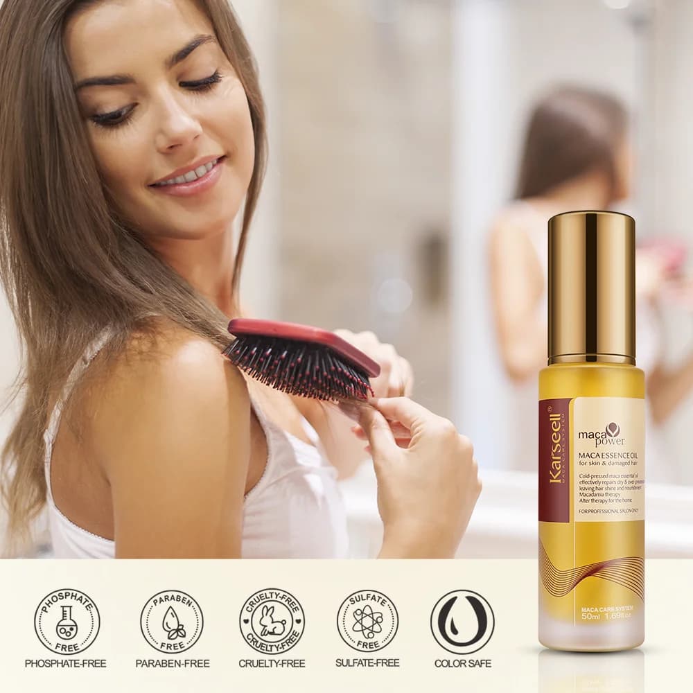 Karseell 50ml huile d'argan marocaine pour la guérison des cheveux pressé à froid huile d'argan sans poids sérum capillaire pour cheveux secs et endommagés