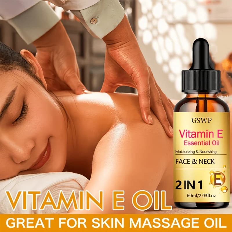 Huile essentielle de vitamine E GSWP : Hydratation intense et soulagement de la sécheresse ; Convient pour le cou. 60ml/120ml