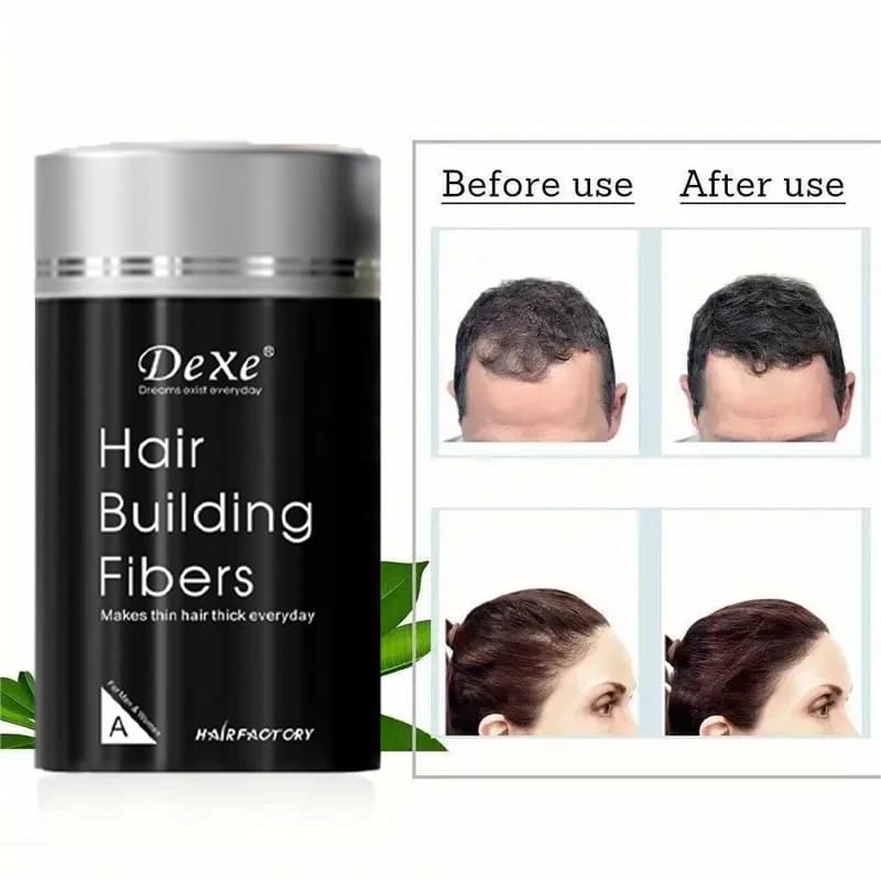 Poudre de fibres DEXE 22g : Fibers de renforcement capillaire pour cheveux plus complets, idéales pour les hommes et les femmes