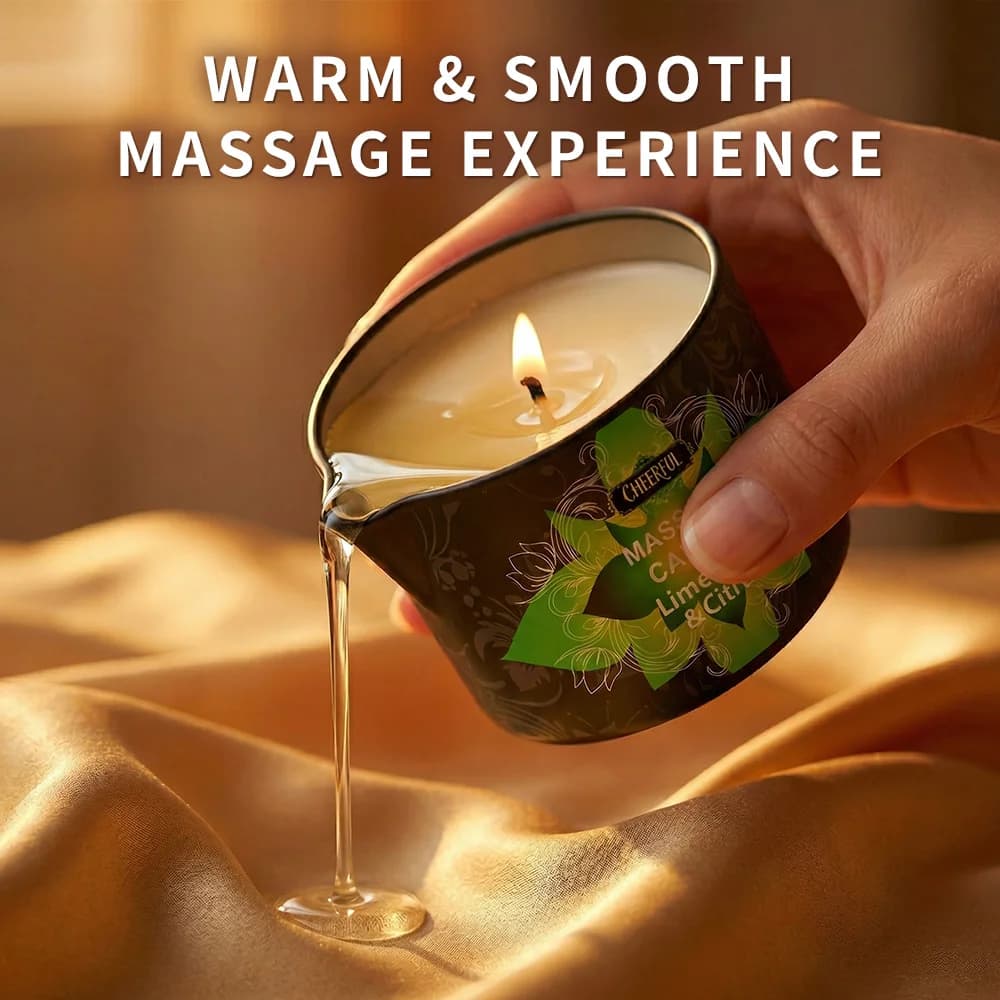 Bougie de massage à l'huile de citron, basilic et agrumes 2oz, bougie de massage corporel, huile corporelle chauffante, aromathérapie hydratante, cadeau spa à domicile pour elle