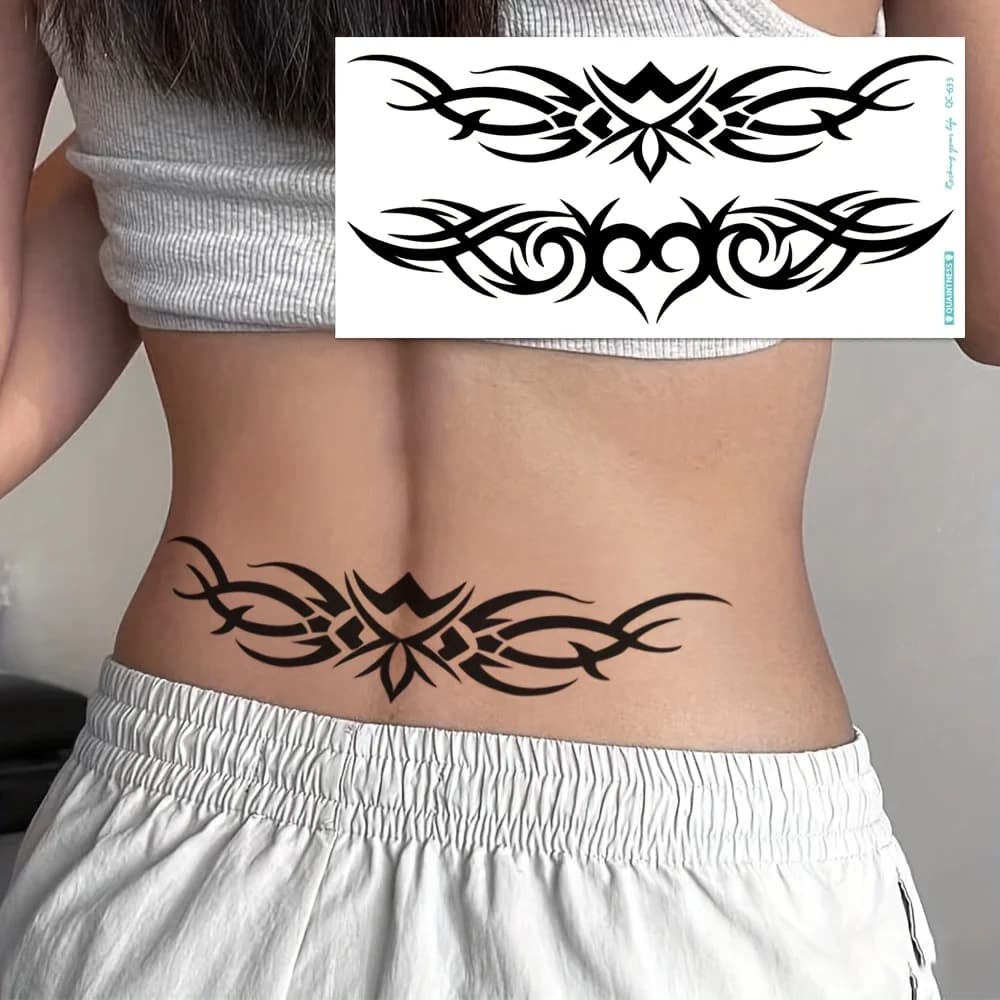 4 feuilles Sexy ventre taille tatouage autocollants femmes couverture cicatrice temporaire tatouage autocollants Tribal fleur papillon jetable tatouage