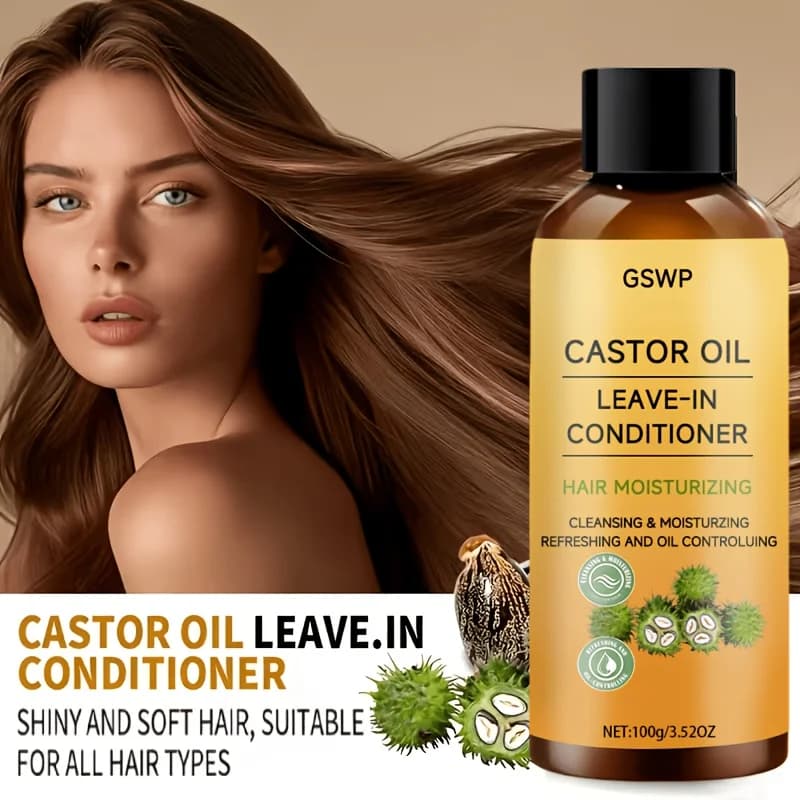Après-shampoing sans rinçage à l'huile de ricin GSWP : Nourrit et hydrate les cheveux