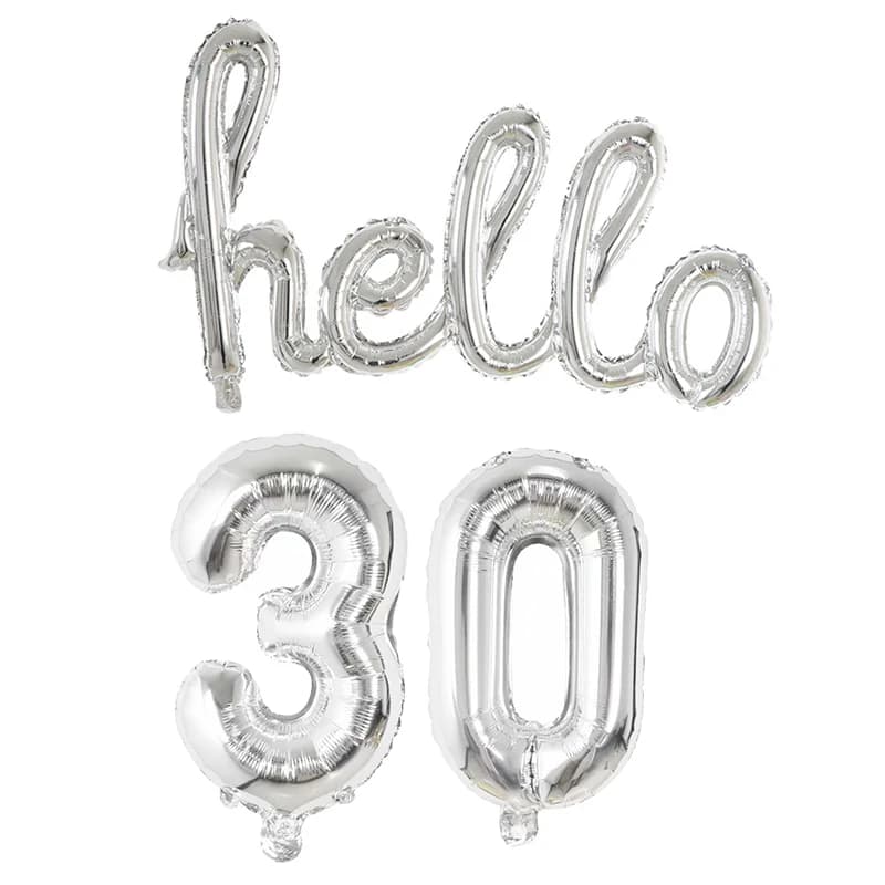 Rold Or Argent Bonjour Foil Ballons Numéro Ballon Anniversaire 18 21 25 30 40 50 Ans Aldult Décorations de fête d'anniversaire Enfants