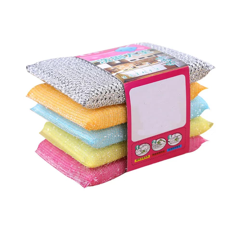 Tampon à récurer à l'huile antiadhésif de cuisine, chiffon de nettoyage à l'huile, chiffon de lavage pour laver, serviette, brosse, bol, éponge, 4 pièces