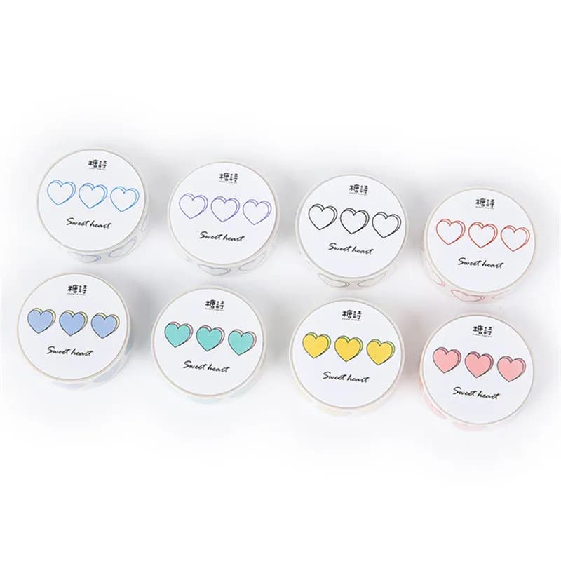 1 rouleau de ruban adhésif Washi LBasic Love Series, ruban adhésif en forme de cœur, autocollant pour scrapbooking, étiquette, ruban de masquage japonais