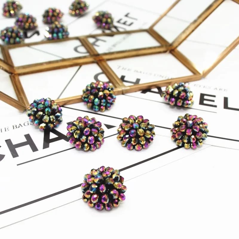 Boutons en cristal boutons de perles faits à la main pulls pour enfants chemises manteaux boutons décoratifs boucles d'oreilles bagues accessoires de bijoux