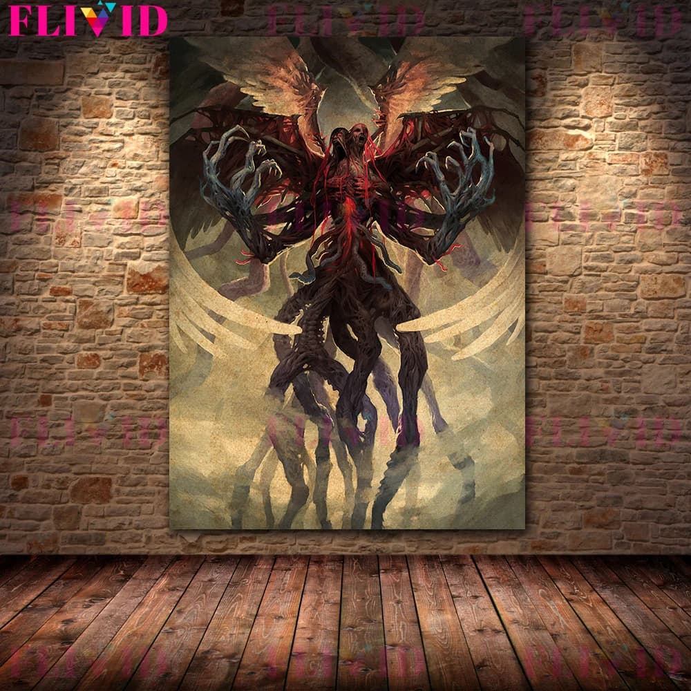 Affiche et imprimés d'art rétro diable de l'enfer, diable noir sans yeux, peinture sur toile murale pour décoration de salon sans cadre