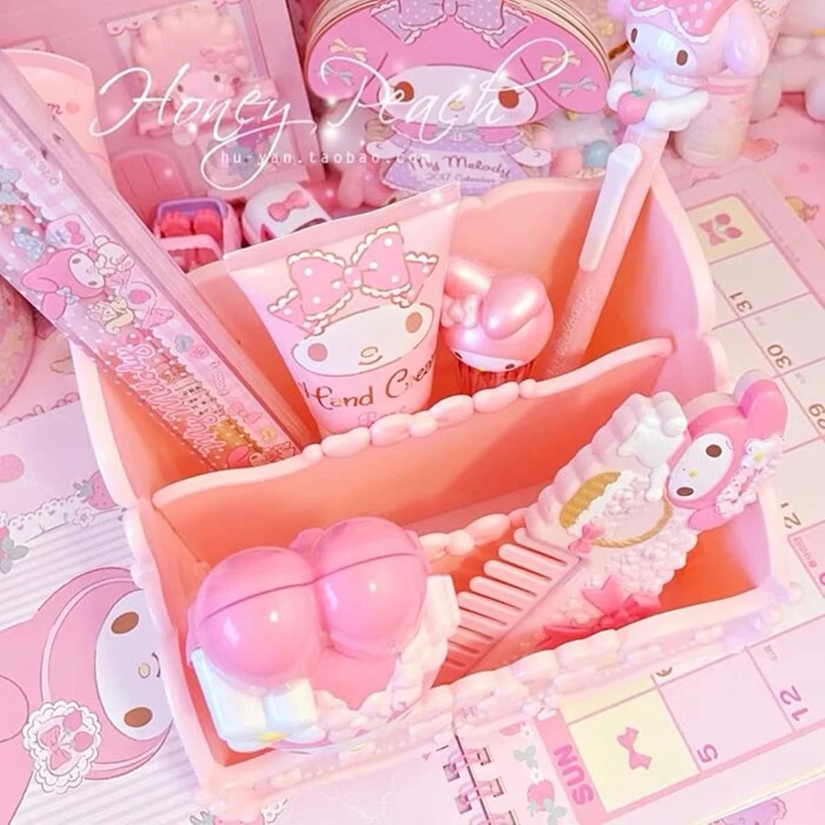 Poinboîte de rangement à nœud pour femmes, étui à bijoux Kawaii rose, conteneur de cosmétiques pour femmes, bureau, fournitures scolaires, document de bonbons