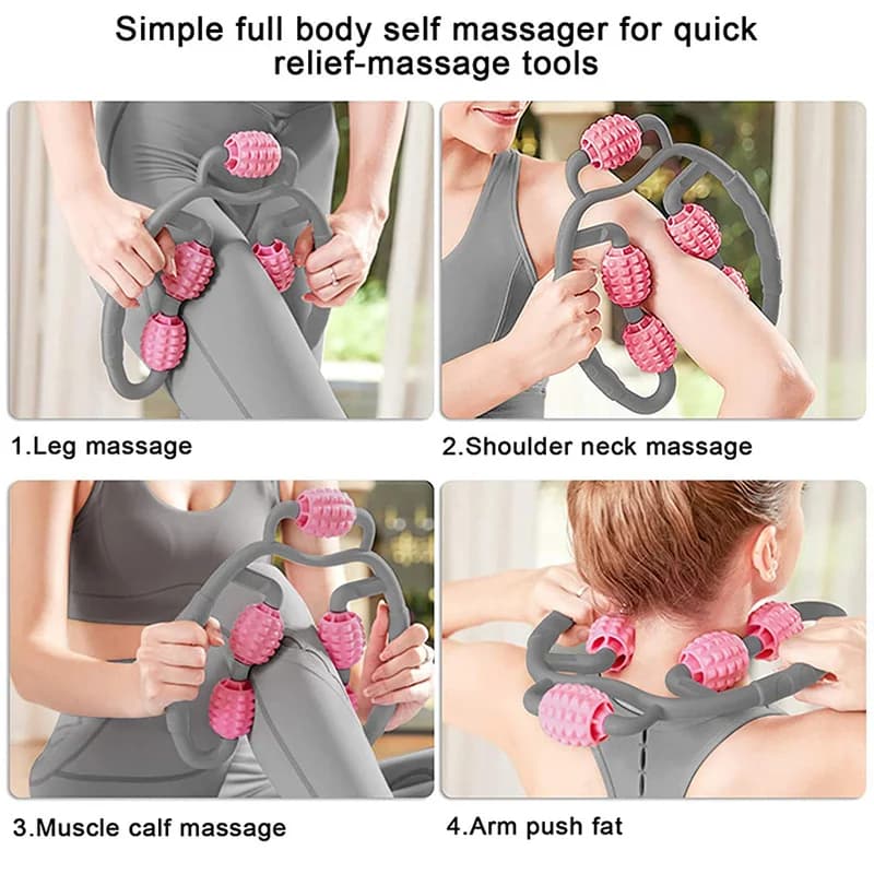 Bâton de rouleau musculaire-masseur de points de déclenchement à 5 boules pour les tissus profonds et la libération myofasciale, rouleau en mousse portable pour les athlètes à R