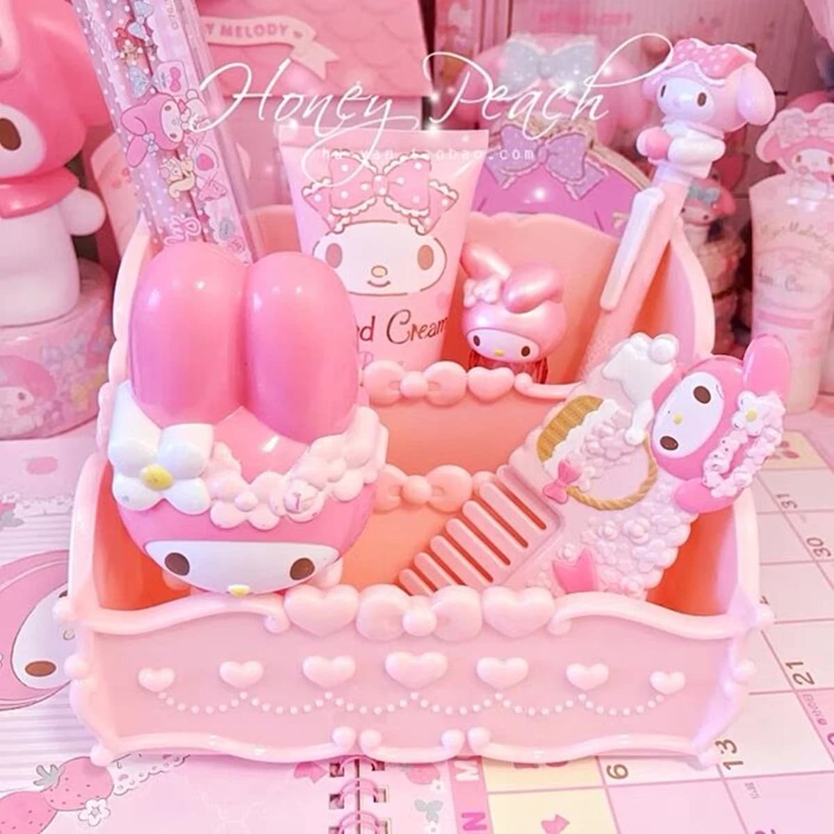 Poinboîte de rangement à nœud pour femmes, étui à bijoux Kawaii rose, conteneur de cosmétiques pour femmes, bureau, fournitures scolaires, document de bonbons