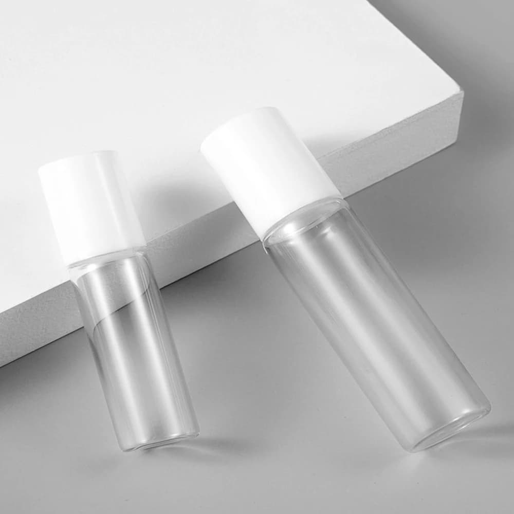 Bouteille en verre transparent pour huile essentielle HI, flacons à bille roulante, échantillon de test de voyage, 10ml, 5ml