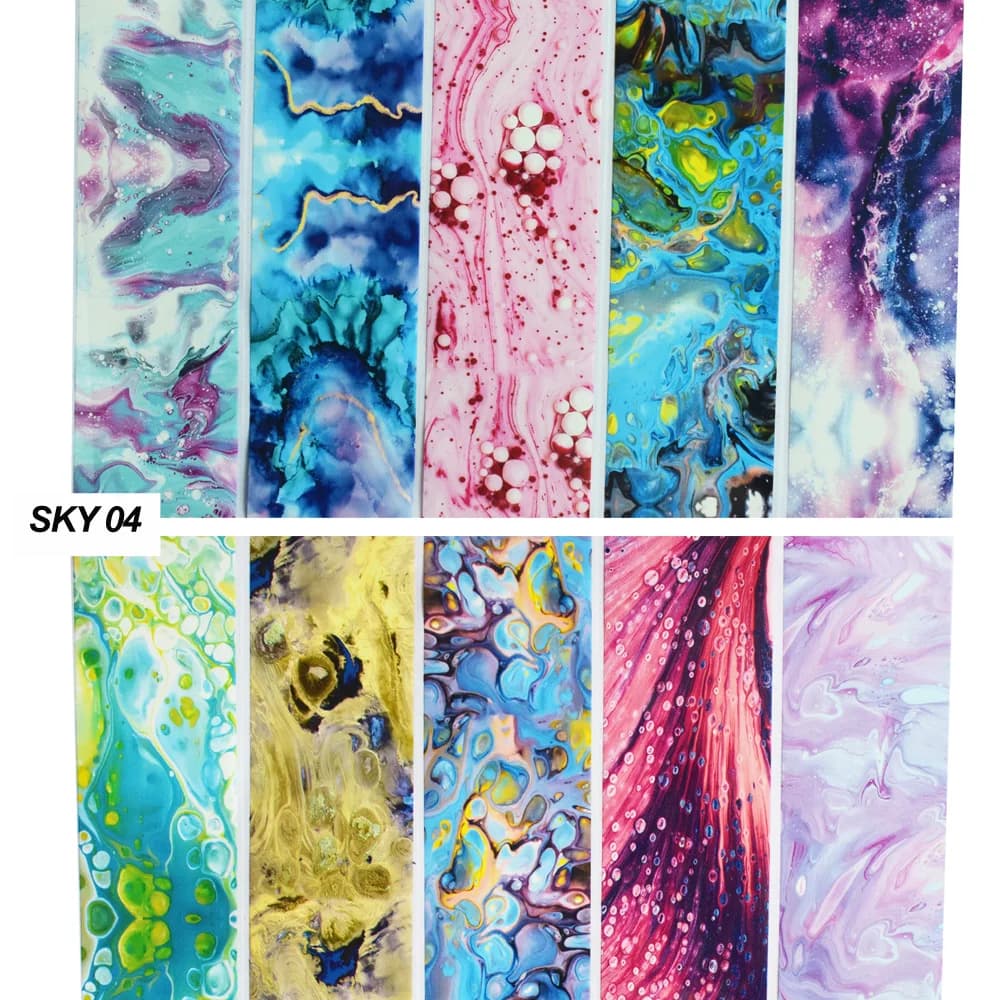 Décalcomanies pour ongles ciel étoilé, 10 rouleaux de feuilles de marbre brillant, décorations par transfert, 50m x 4cm, Art holographique, à bricolage