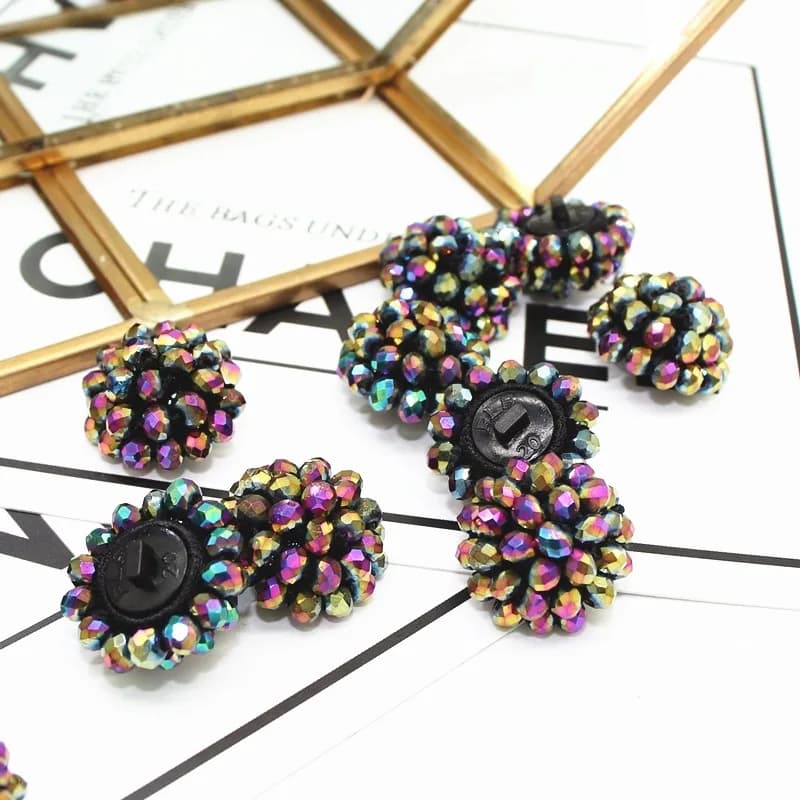 Boutons en cristal boutons de perles faits à la main pulls pour enfants chemises manteaux boutons décoratifs boucles d'oreilles bagues accessoires de bijoux