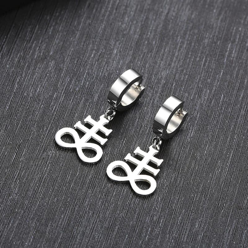 Boucles d'oreilles en pierre de bord, croix de léviathan inversée