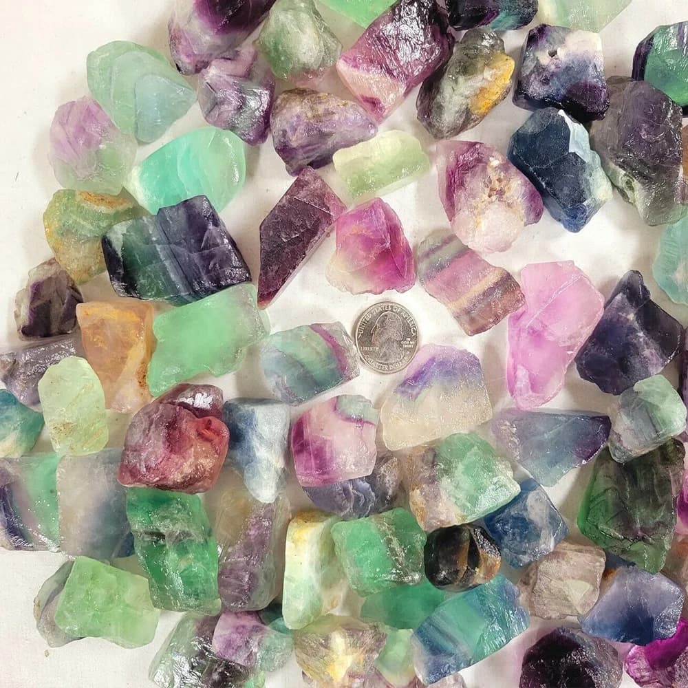 CitroRough Coal Fluorite Arc-en-ciel Brut Naturel, CitroGemstones de Guérison, Spécimens de Collection, Décoration d'intérieur