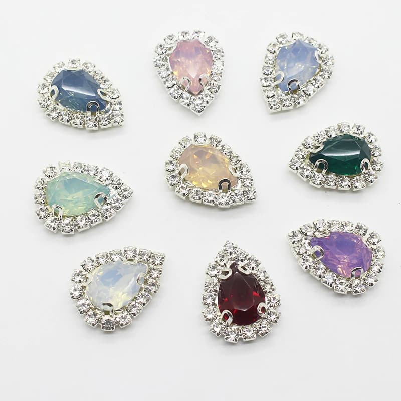 Boutons de décoration de mariage en strass, 10 pièces/lot, 15x20mm, ruban de fleur à cheveux Diy, accessoires de décoration pour embellissement de mariage