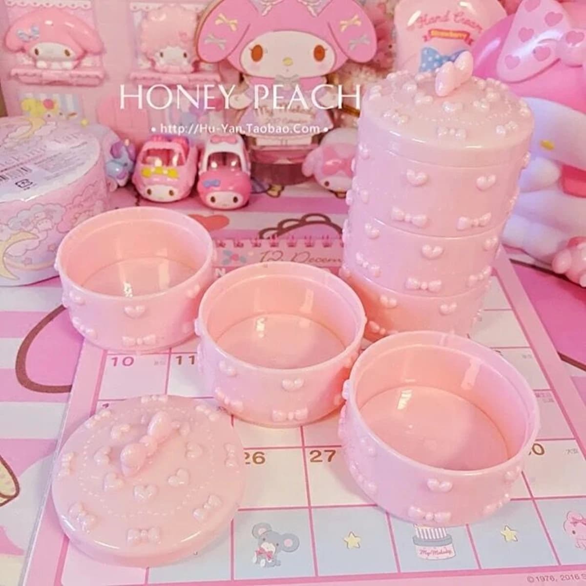 Poinboîte de rangement à nœud pour femmes, étui à bijoux Kawaii rose, conteneur de cosmétiques pour femmes, bureau, fournitures scolaires, document de bonbons