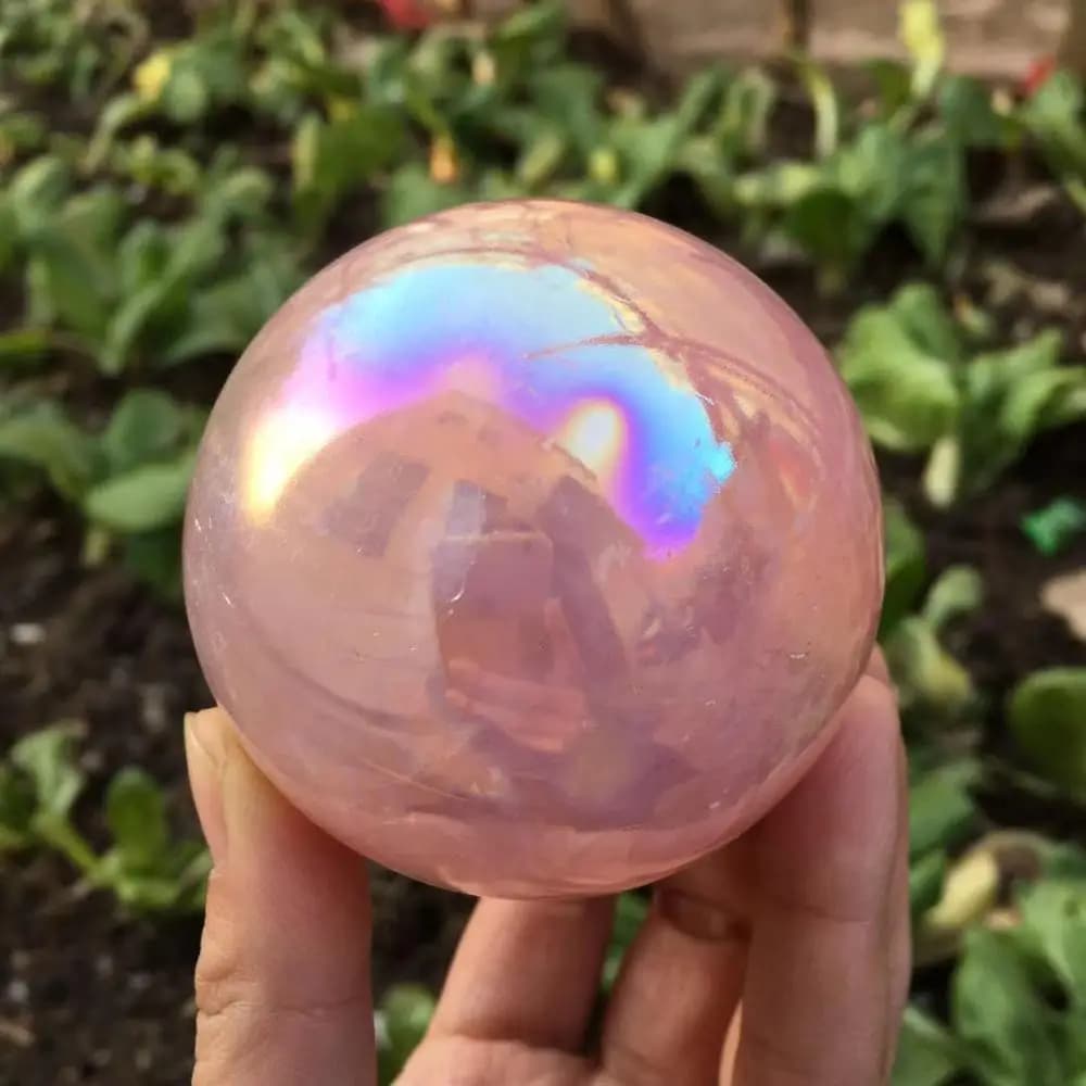 Boule de Cristaux de Quartz Aura Rose, Pierres Naturelles et Minéraux, Sphère de Pierres Précieuses, Décoration de la Maison, Artisanat Feng Shui