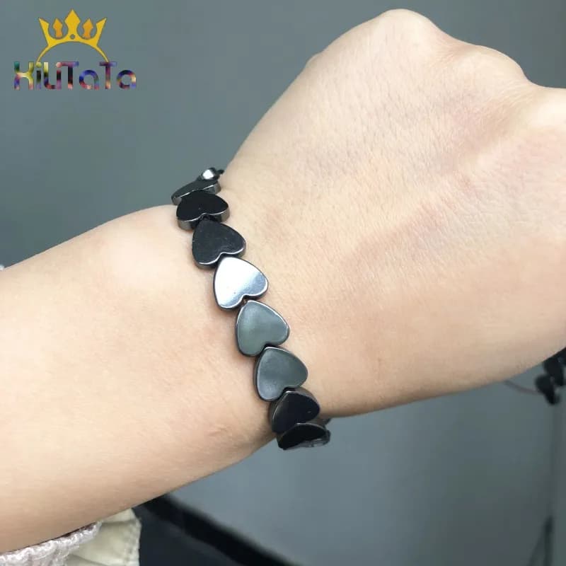 Perles naturelles en pierre d'hématite en forme de cœur d'amour noir, perles d'espacement amples pour la fabrication de bijoux, boucles d'oreilles, accessoires de Bracelet, 15 pouces