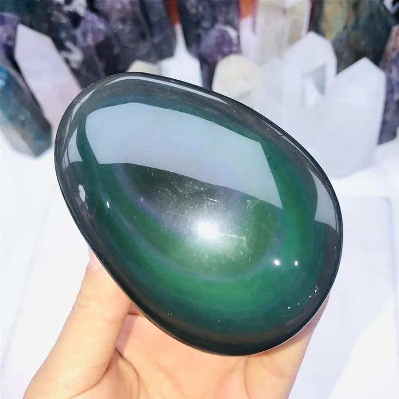 Pierres palmiers en obsidienne noire arc-en-ciel naturel, pierres précieuses Feng Shui, énergie de guérison pour la décoration de la maison, pierres Reiki
