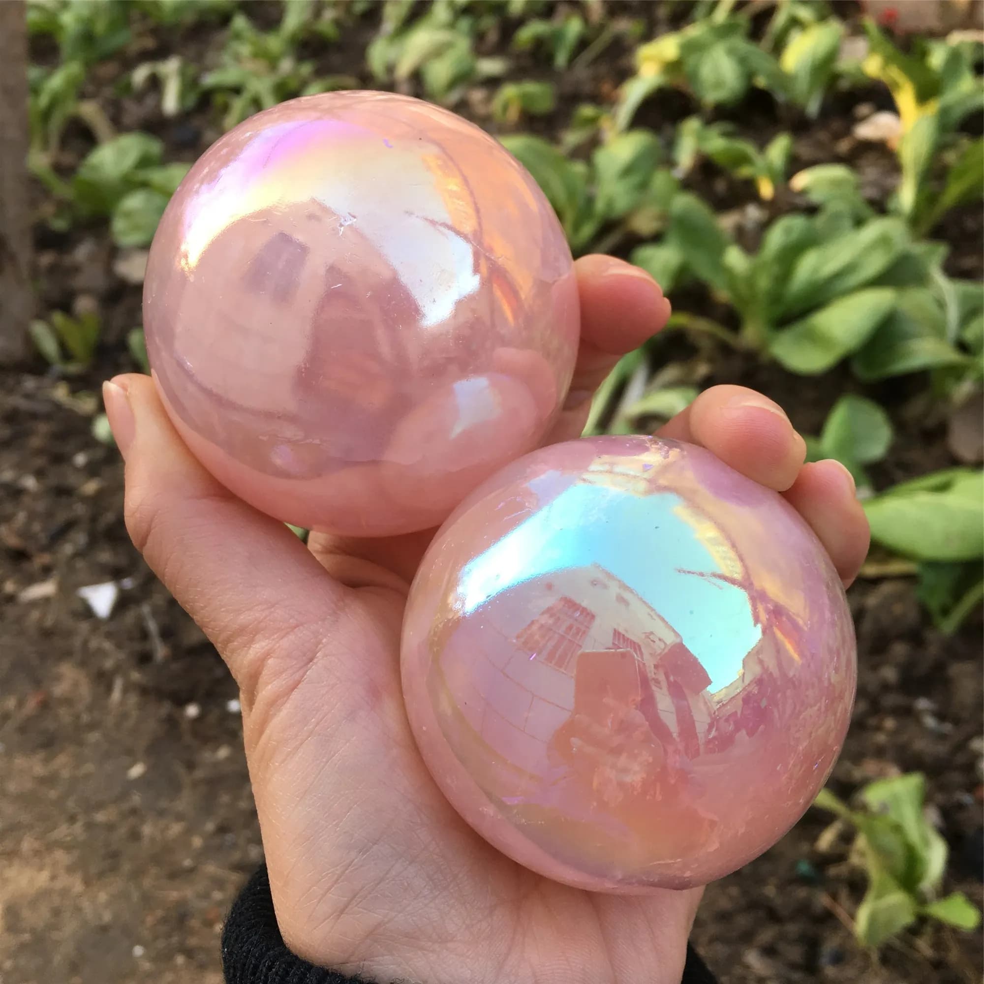 Boule de Cristaux de Quartz Aura Rose, Pierres Naturelles et Minéraux, Sphère de Pierres Précieuses, Décoration de la Maison, Artisanat Feng Shui