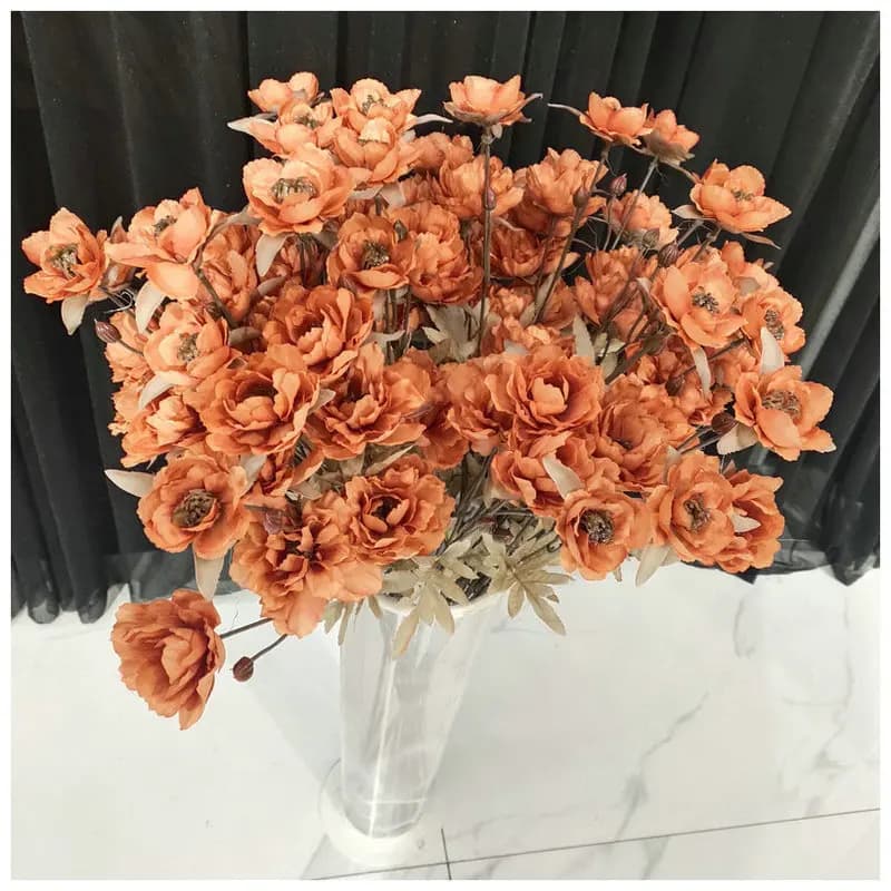 Fleurs de pivoine séchées style peinture à l'huile européenne, toucher réel, décoration pour mariage, fête, arrangement floral, 1 pièce, 7 pétales