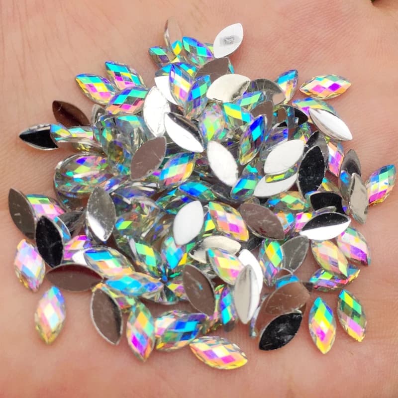 Nouveau 4*8mm AB Flatback Strass cristaux pierres oeil de cheval résine