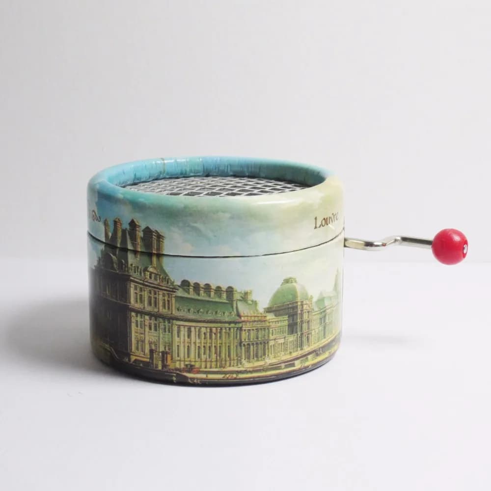 Boîte à musique à manivelle en papier Paris City, thème La Vie en Rose