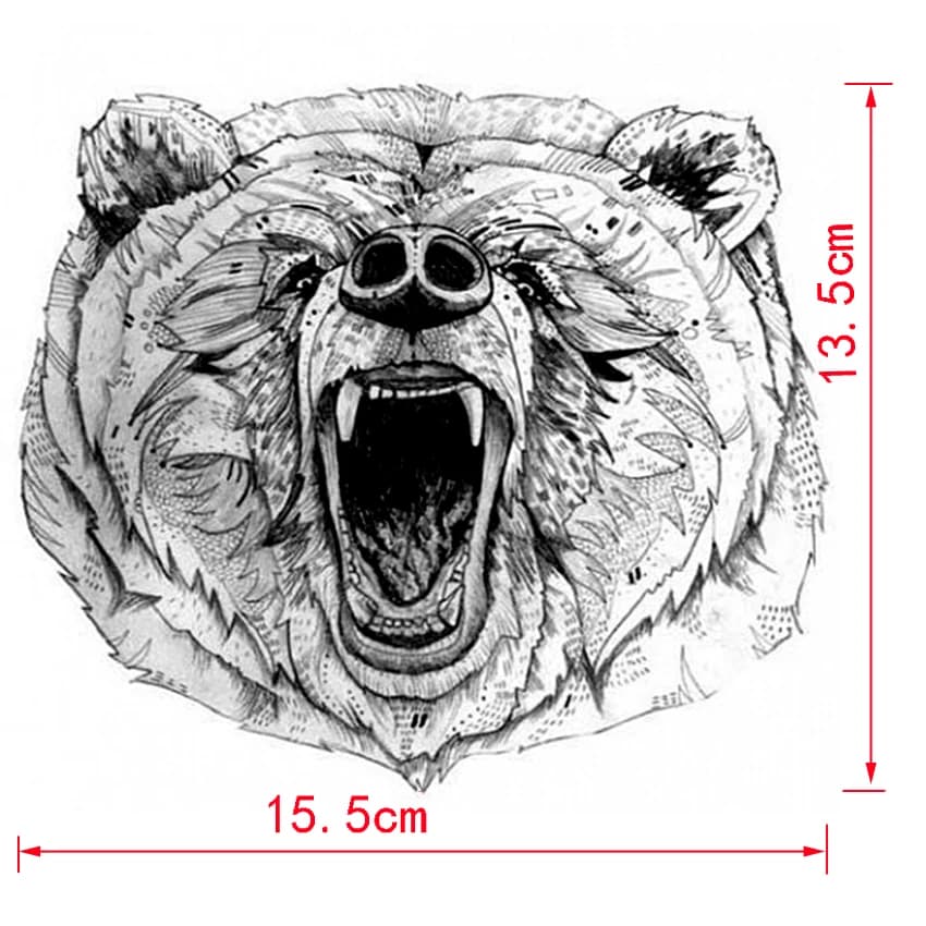 Le ours rugissant tatouage temporaire femmes ours tatouages adhésif animaux tatouage autocollants imperméable tatouage autocollant sexy hommes