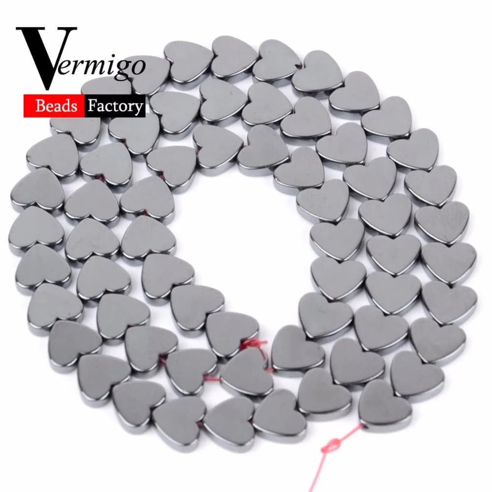 Pierre naturelle noire en hématite, cœur d'amour, perles amples pour la fabrication de bijoux, collier fait à la main, accessoires de charme, fil de 15 pouces