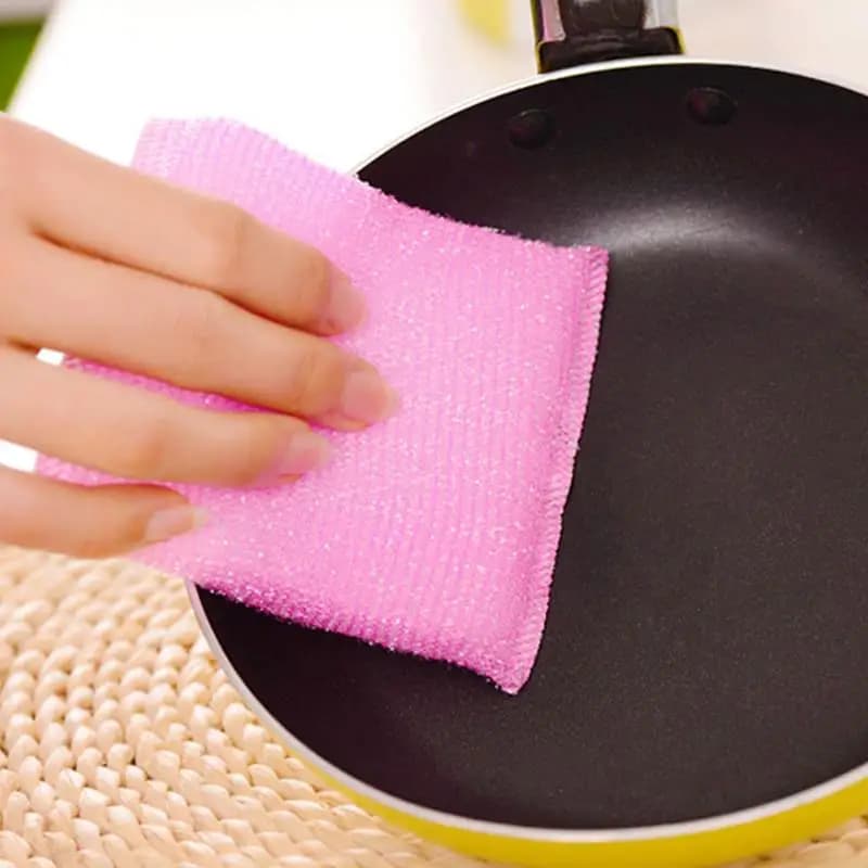 Tampon à récurer à l'huile antiadhésif de cuisine, chiffon de nettoyage à l'huile, chiffon de lavage pour laver, serviette, brosse, bol, éponge, 4 pièces