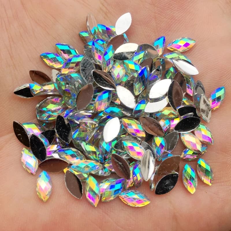 Nouveau 4*8mm AB Flatback Strass cristaux pierres oeil de cheval résine