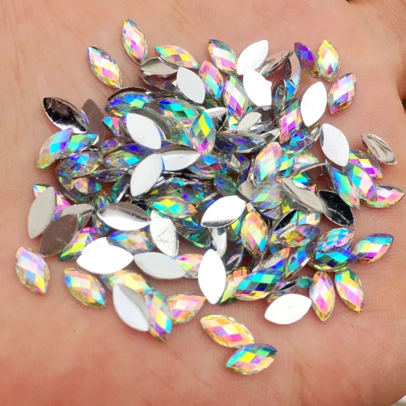 Nouveau 4*8mm AB Flatback Strass cristaux pierres oeil de cheval résine