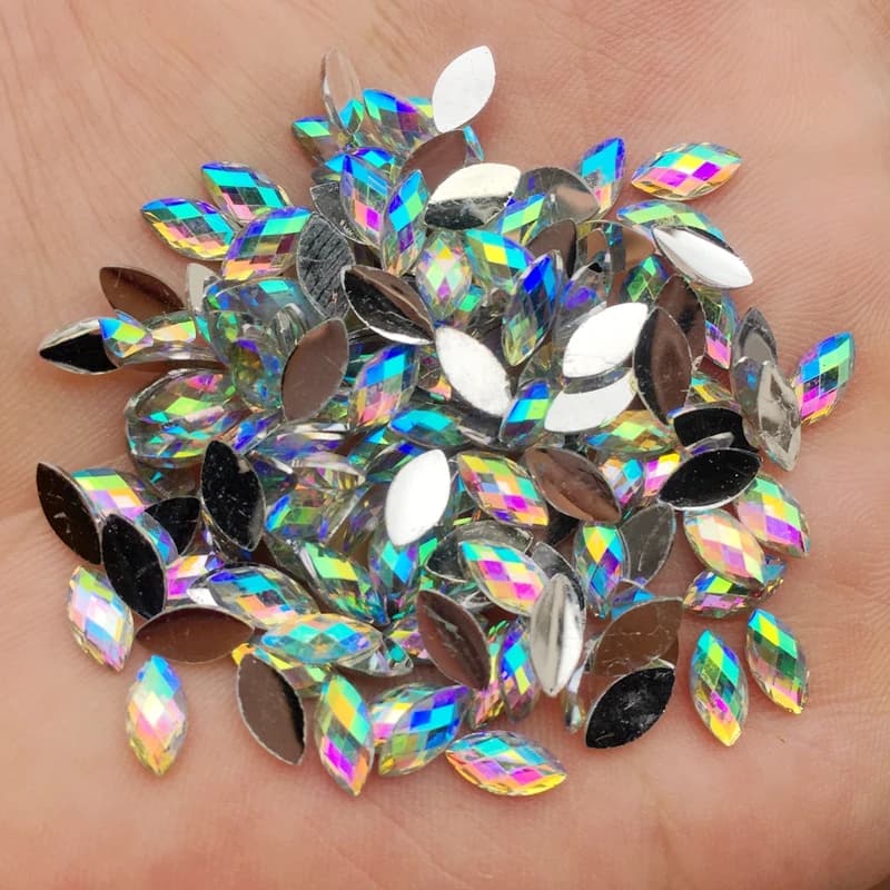 Nouveau 4*8mm AB Flatback Strass cristaux pierres oeil de cheval résine