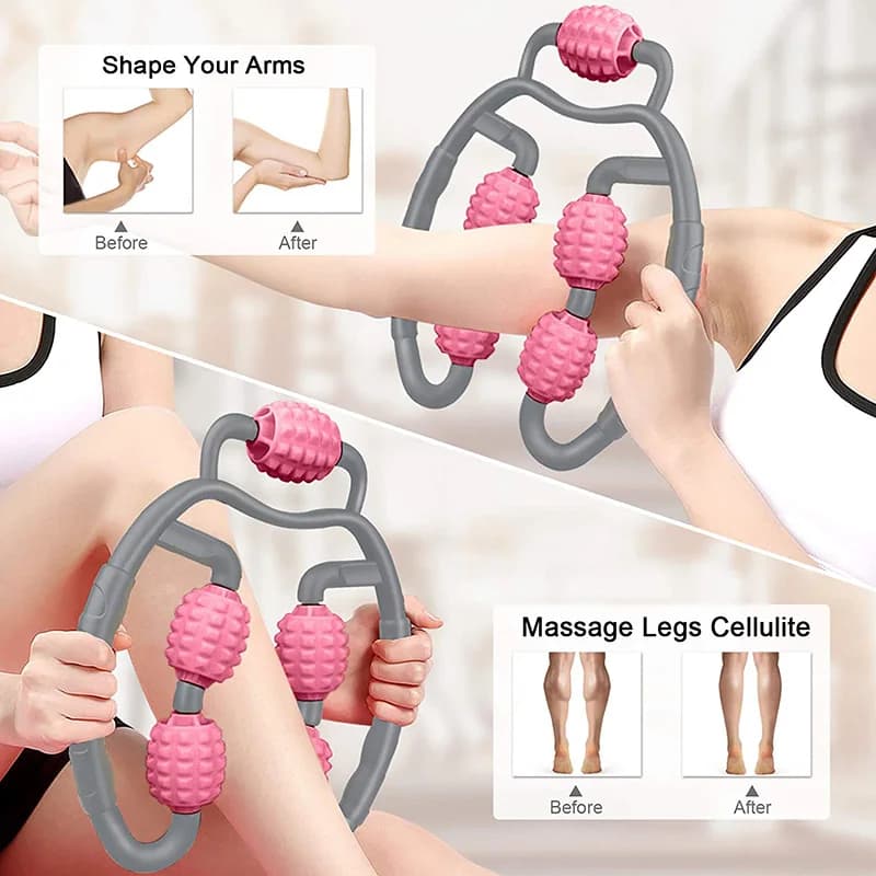 Bâton de rouleau musculaire-masseur de points de déclenchement à 5 boules pour les tissus profonds et la libération myofasciale, rouleau en mousse portable pour les athlètes à R