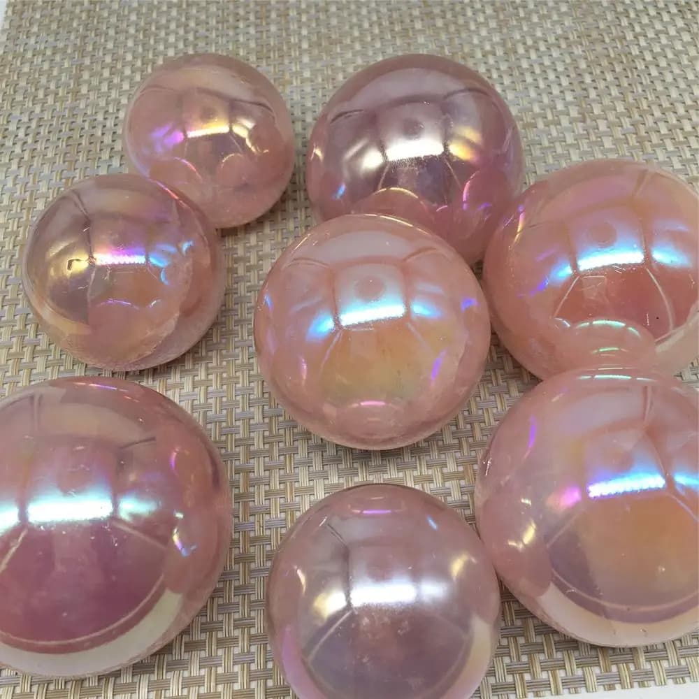 Boule de Cristaux de Quartz Aura Rose, Pierres Naturelles et Minéraux, Sphère de Pierres Précieuses, Décoration de la Maison, Artisanat Feng Shui