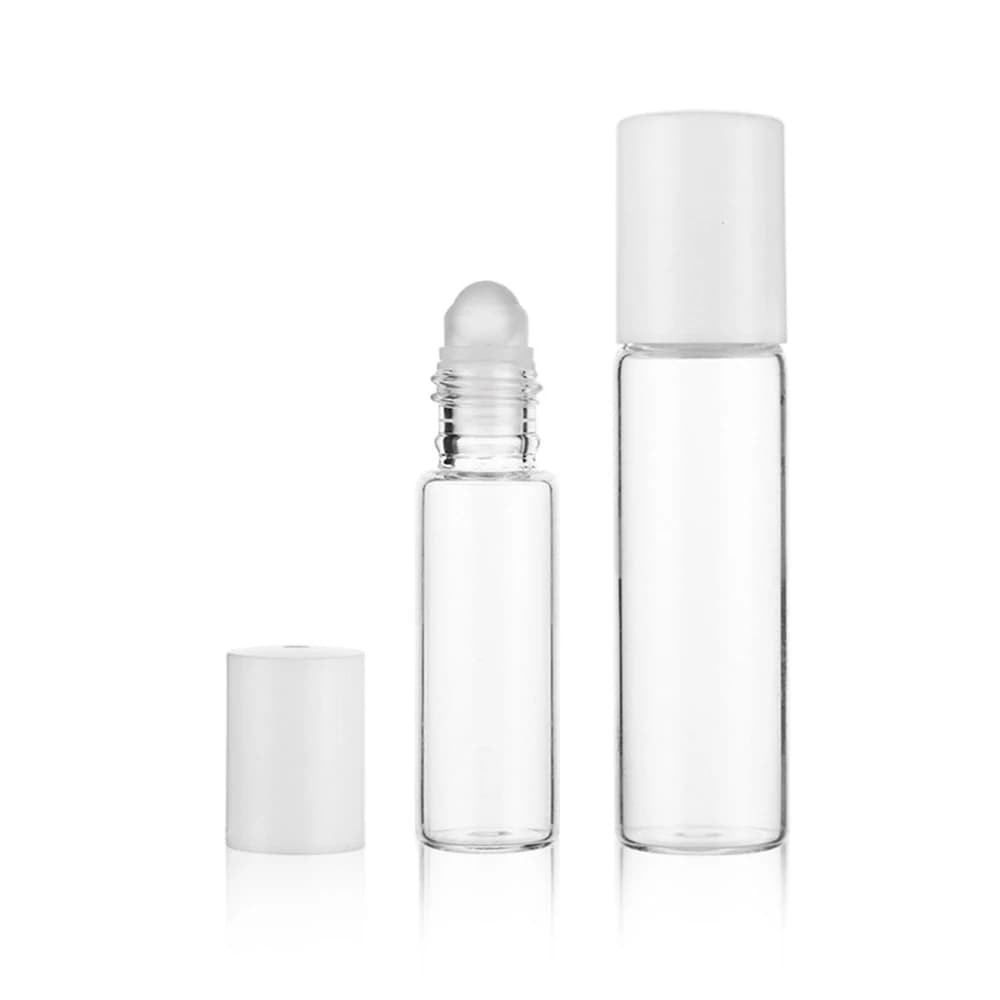 Bouteille en verre transparent pour huile essentielle HI, flacons à bille roulante, échantillon de test de voyage, 10ml, 5ml