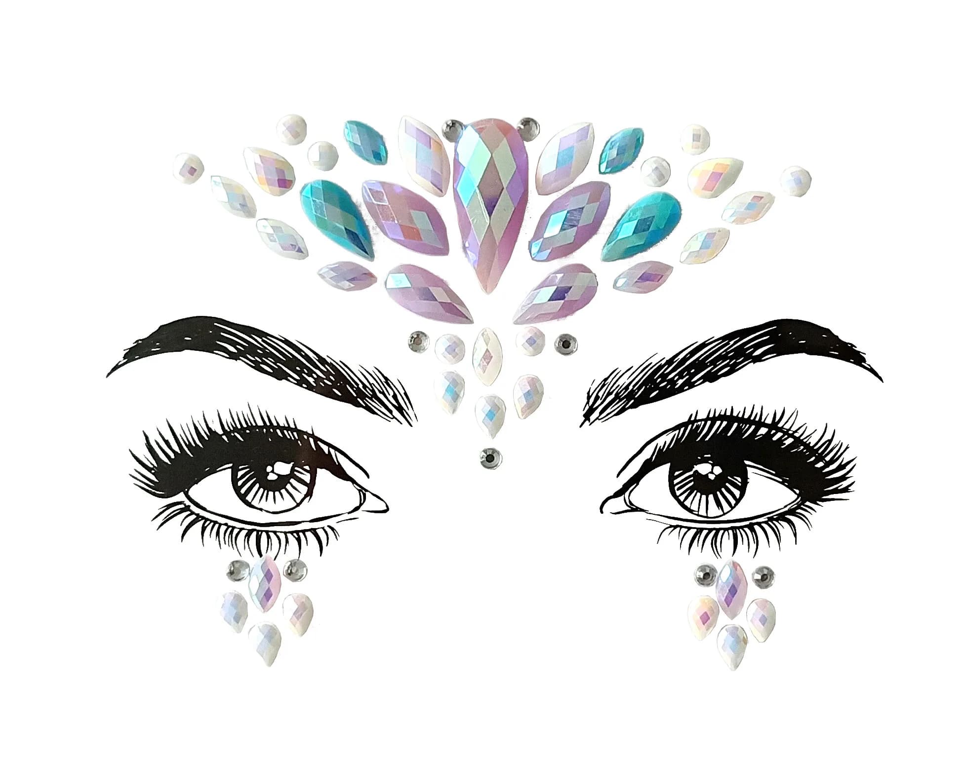 Autocollants de Charbon Temporaires pour le Corps, Bijou de Visage de Sirène Rave, Strass de Festival, Déchirures de Tatouage, Gemmes Arc-en-Ciel, Roches de Clip, Nouveau Style