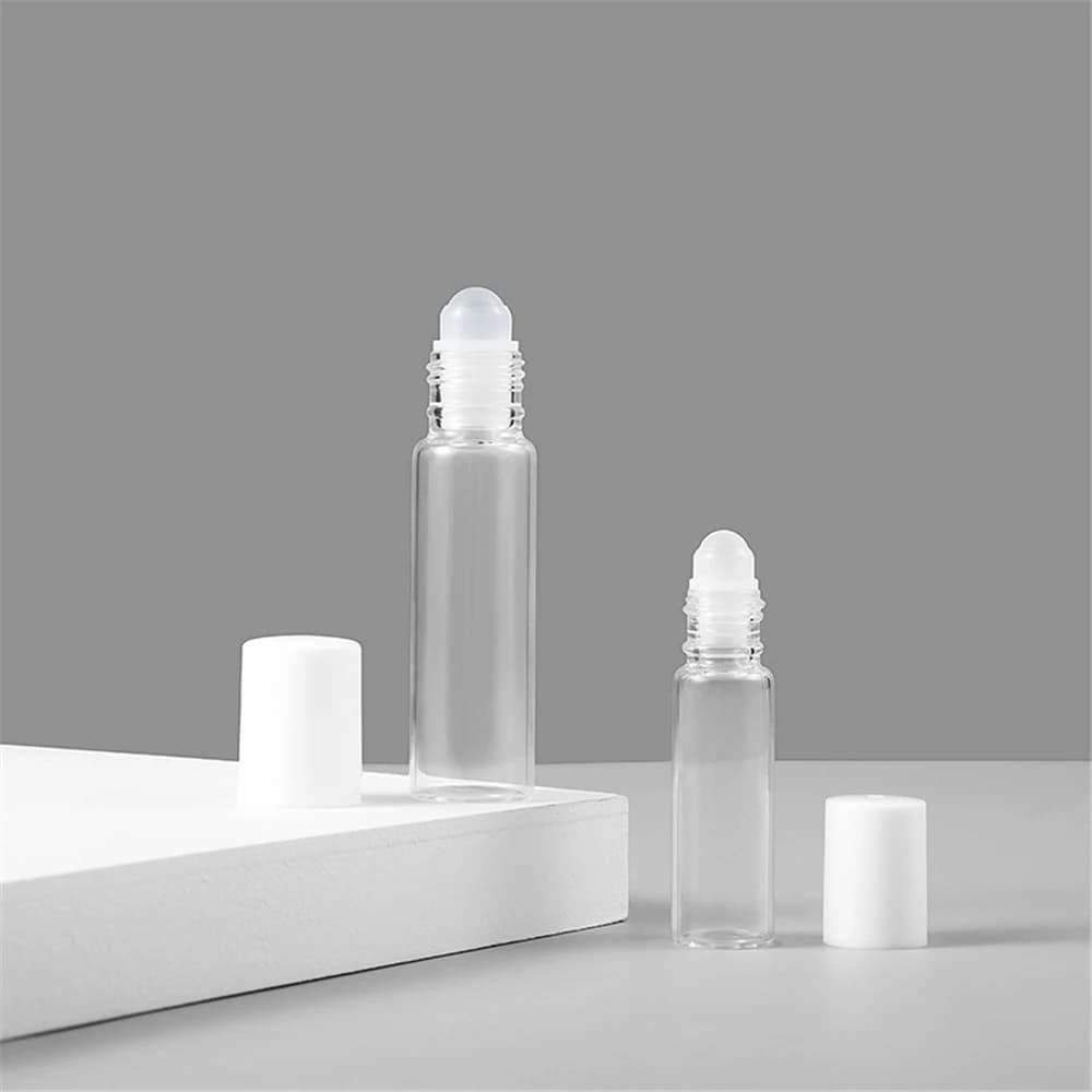 Bouteille en verre transparent pour huile essentielle HI, flacons à bille roulante, échantillon de test de voyage, 10ml, 5ml