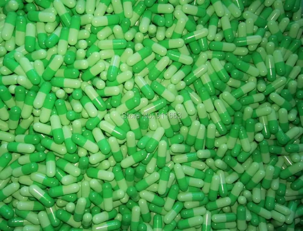 Capsules végétariennes MC Gardens, 1,000 pièces, vertes, blanches, claires, transparentes, en cellulose MC, vides (jointes ou séparées)