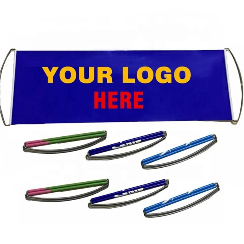 Bannière défilante à main, mini-drapeau imprimé, 24*70cm, enroulable, manuel, rétractable, en tissu polyester, décoration pour les fans de sport, promotion