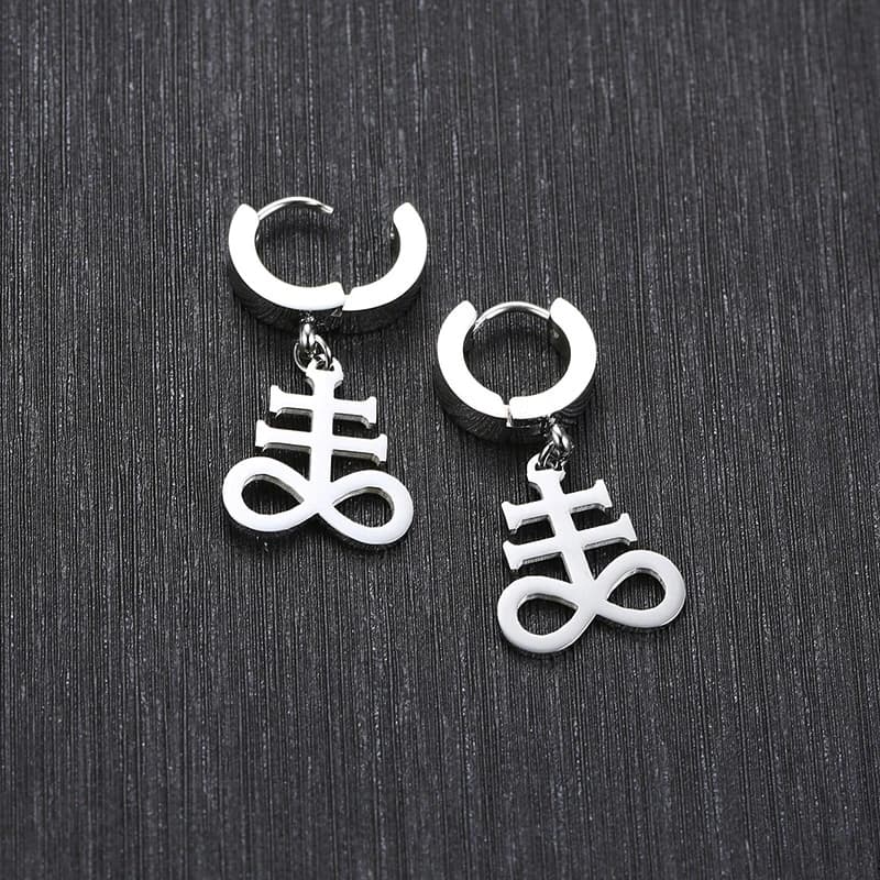 Boucles d'oreilles en pierre de bord, croix de léviathan inversée