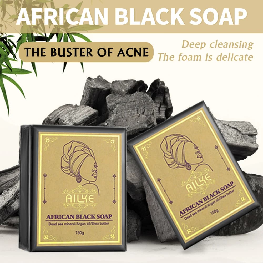 AILKE Savon noir naturel africain pour le visage et le corps
