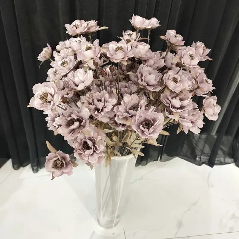 Fleurs de pivoine séchées style peinture à l'huile européenne, toucher réel, décoration pour mariage, fête, arrangement floral, 1 pièce, 7 pétales