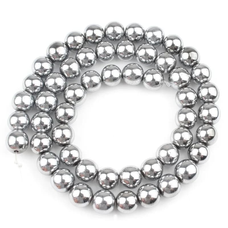 Pierre d'hématite couleur argent, perles rondes naturelles amples pour la fabrication de bijoux, accessoires de Bracelet et d'oreilles 15 ''2 3 4 6 8 10 12mm