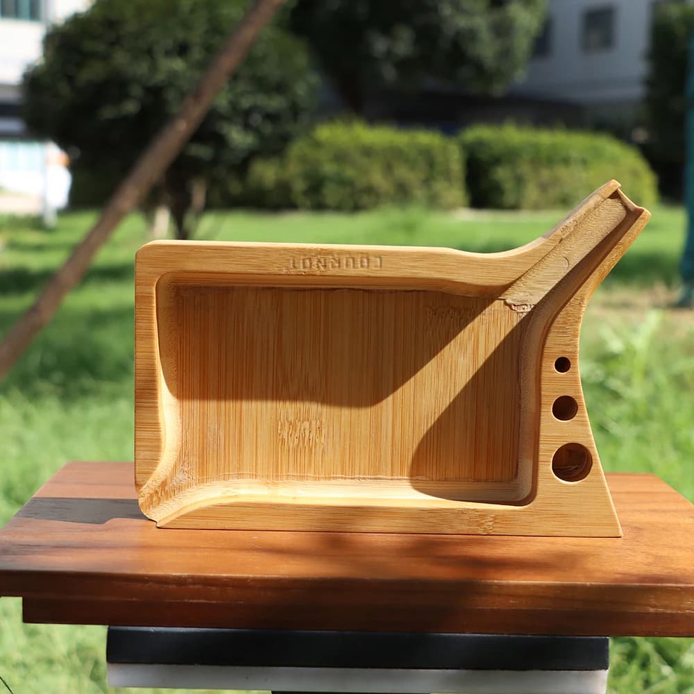 Plateau roulant en bois de bambou avec support de cône pré-rolé